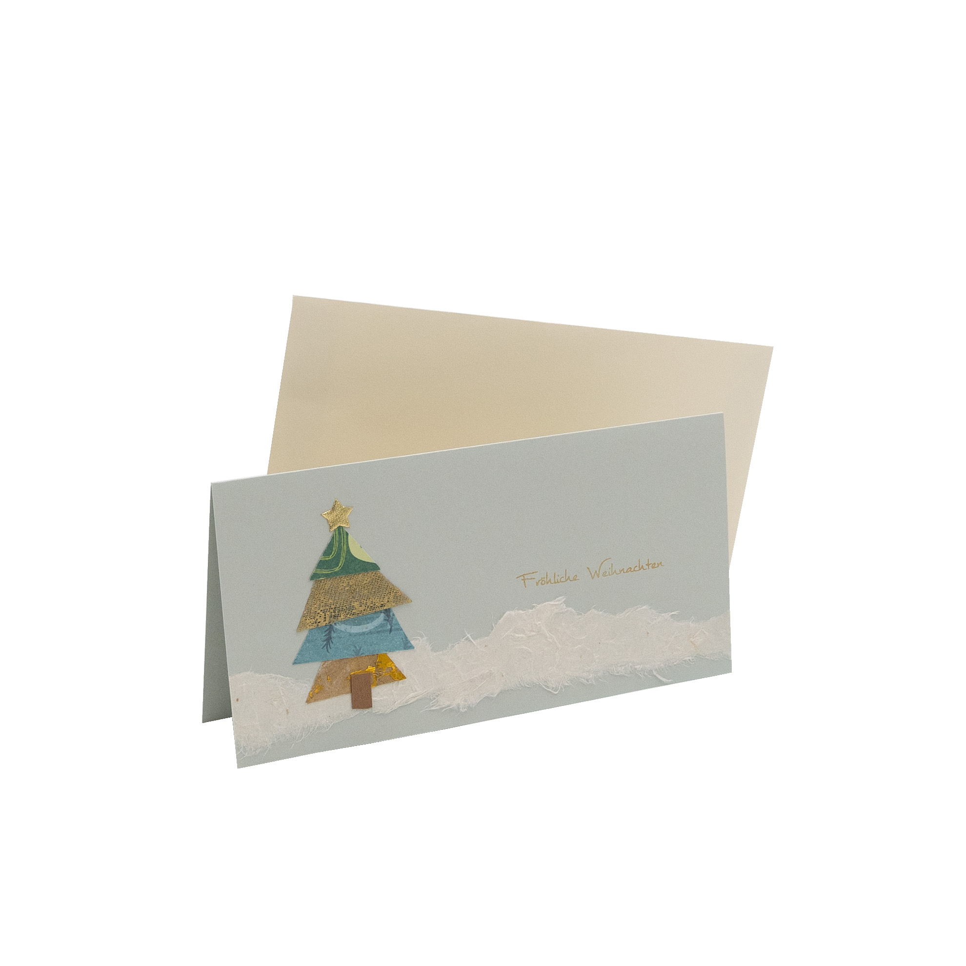 3er-Set Weihnachtskarten „Patchbäume“, grau