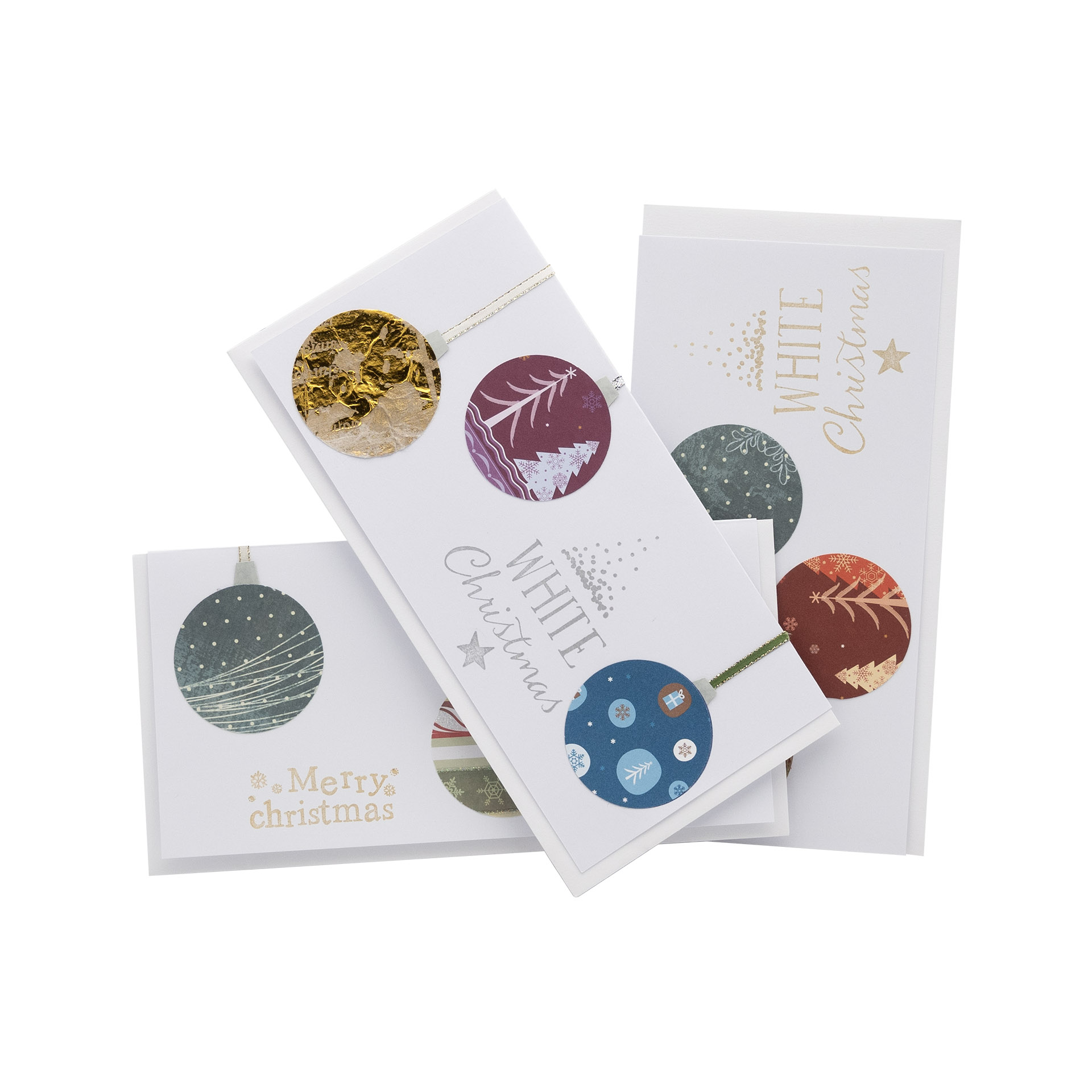 3er-Set Weihnachtskarten Xmas Kugeln, weiß 3er-Set Weihnachtskarten Xmas Kugeln, weiß