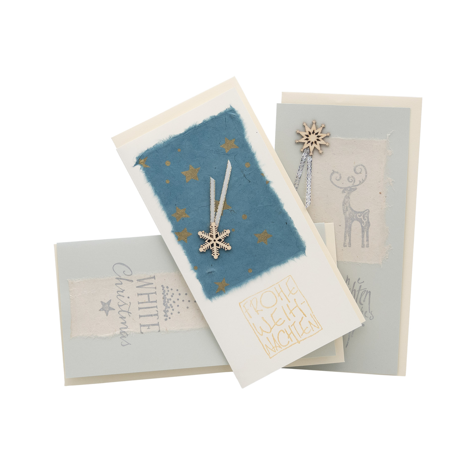 3er-Set Weihnachtskarten Sternschnuppen