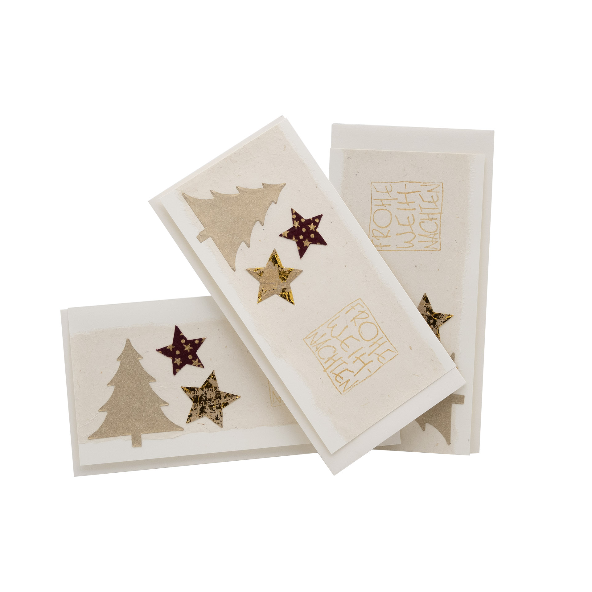 3er-Set Weihnachtskarten  Frohe Weihnachten, natur 3er-Set Weihnachtskarten  Frohe Weihnachten, natur