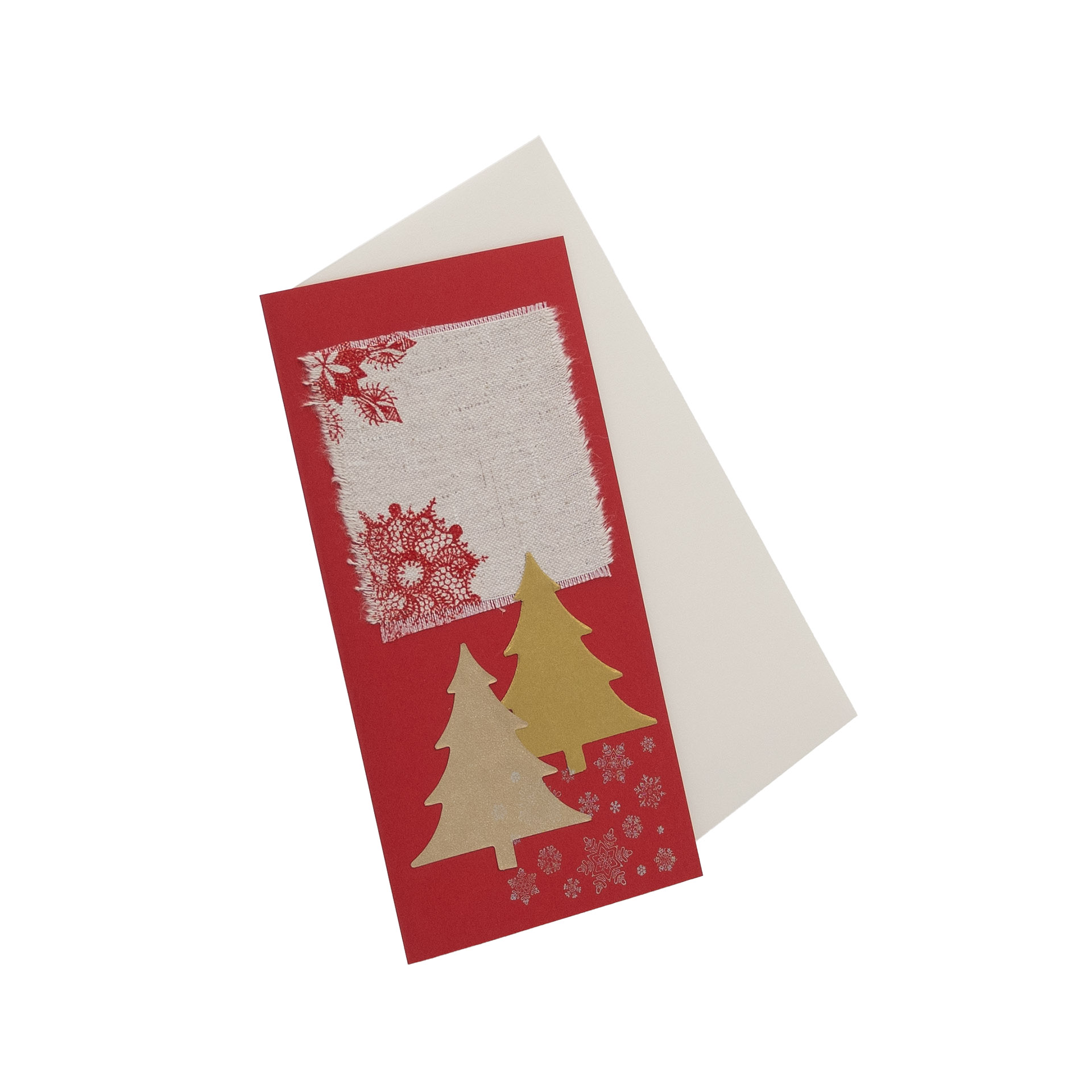 Weihnachtskarte Goldtannen mit Leinen Weihnachtskarte Goldtannen mit Leinen