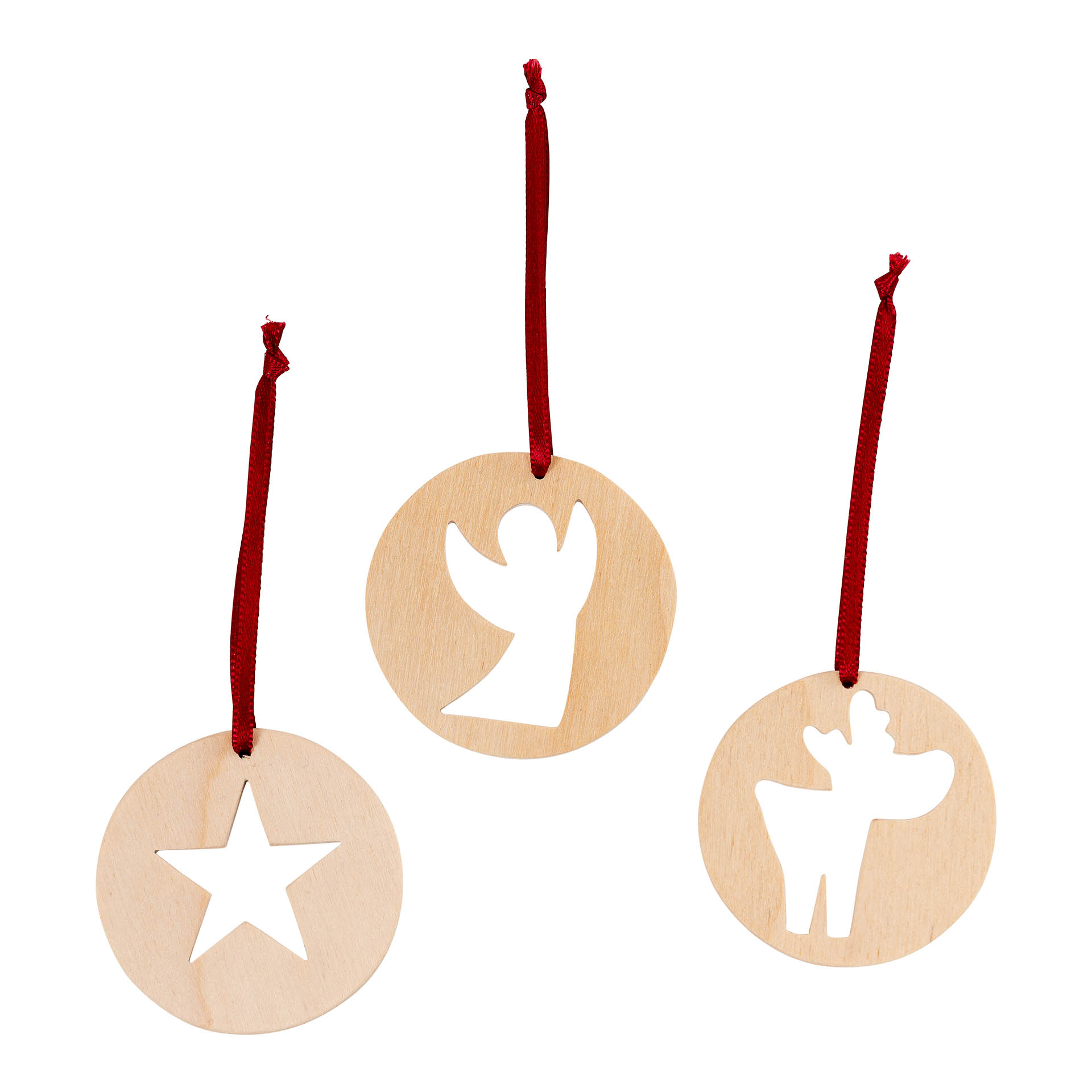 Baumanhänger aus Holz, 3er-Set Baumanhänger aus Holz, 3er-Set