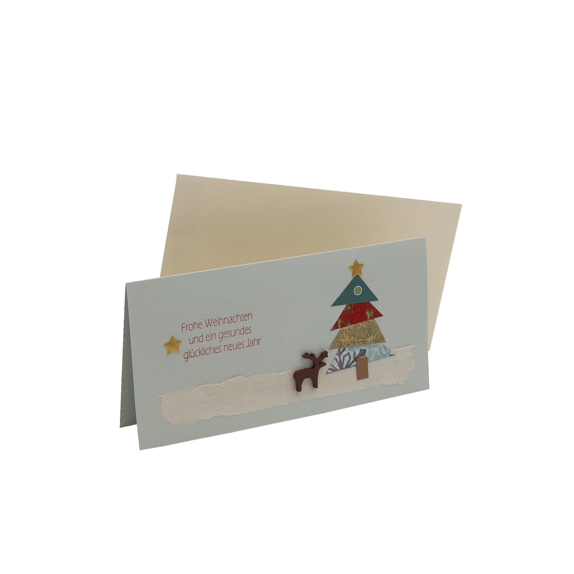3er-Set Weihnachtskarten „Patchbäume“, grau